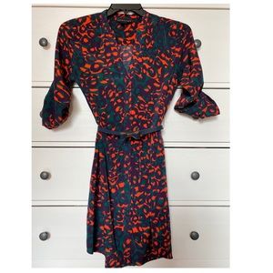 Attention 3/4 sleeve Button Down Tiger Print Dress